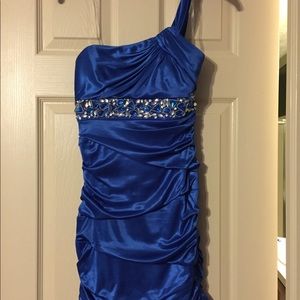 Royal blue and silver cocktail dress